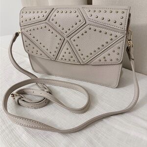 Elegant Studded Beige Crossbody Bag